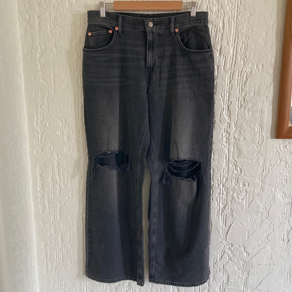 Lucky Brand Vintage Black Low Rise Super Wide Leg Denim Jeans Size 4